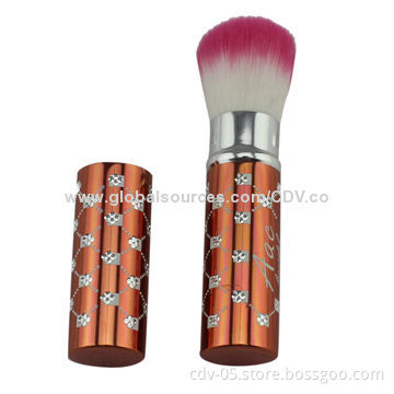 Individual retractable makeup brushes, made of aluminum ferrule and handle with synthetic hair
